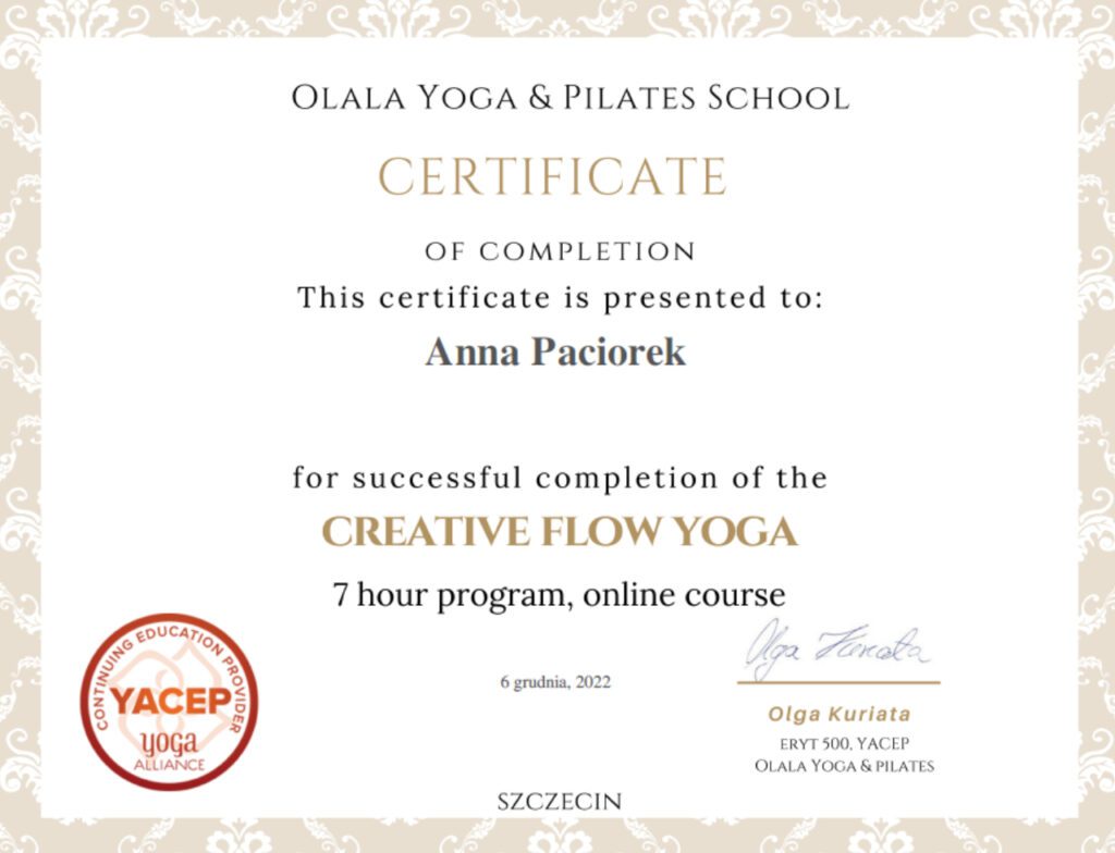 Kurs Yoga Alliance YACEP Creative Yoga Flow Anna Paciorek